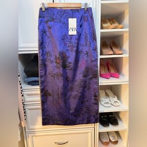 Zara Blue Patterned Pencil Skirt